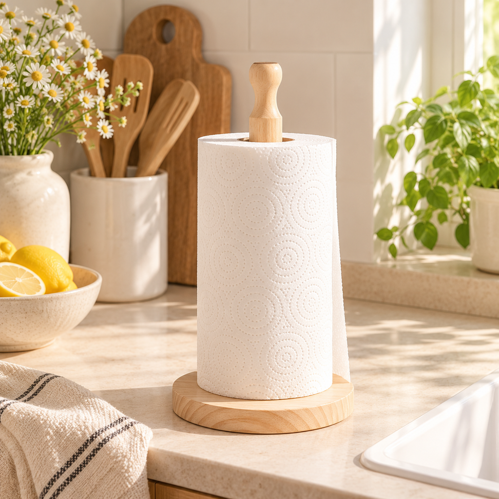 Flower Wooden Paper Towel Stand