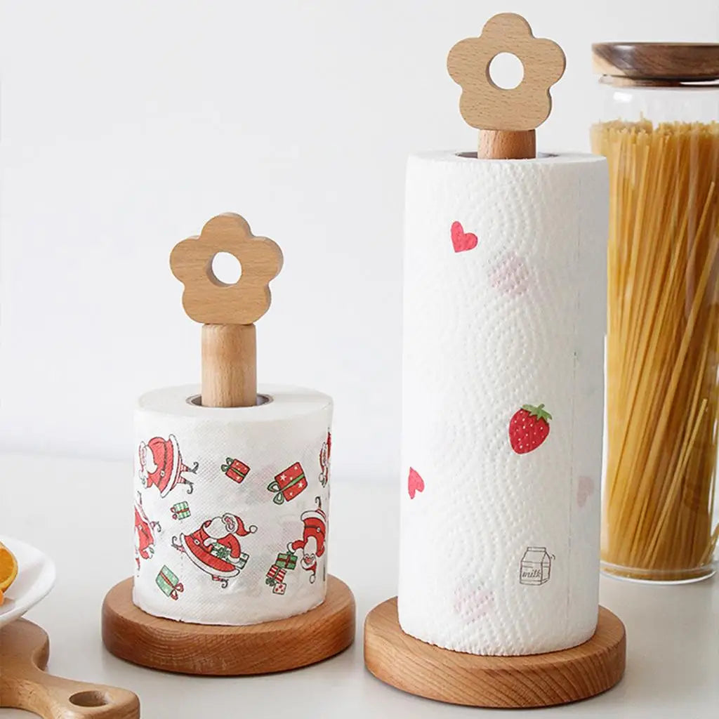 Flower Wooden Paper Towel Stand