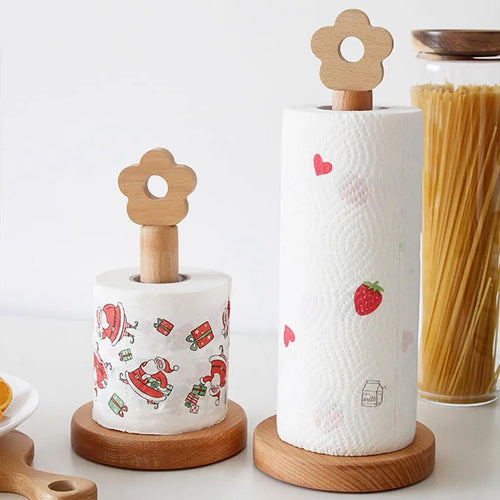 Flower Wooden Paper Towel Stand