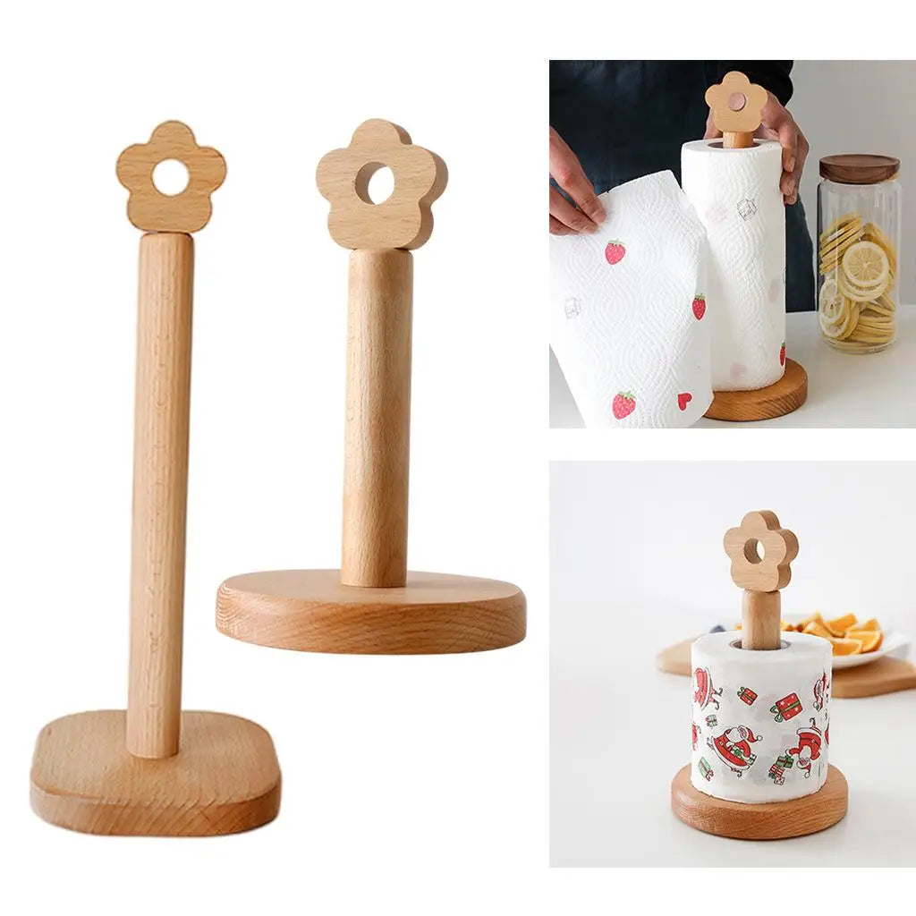 Flower Wooden Paper Towel Stand